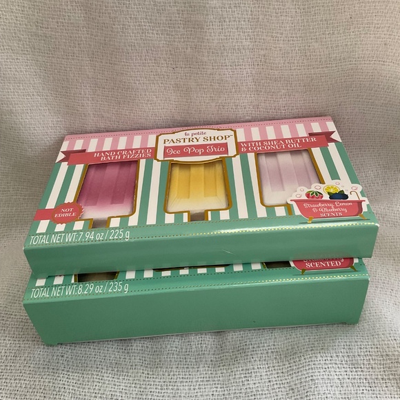 NEW La Petite Pastry Shop Ice Cream Trio Ice Pop Trio Bath Fizzies Two Boxes - Picture 11 of 12